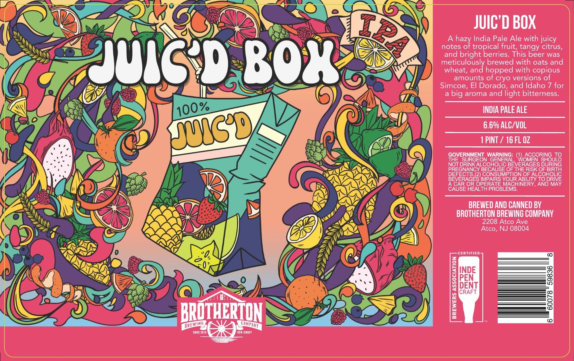 Juic’d Box by Brotherton Brewing Company - beer label