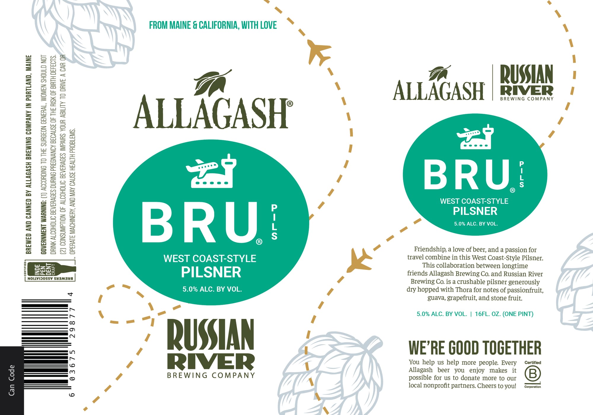 Bru Pils by Allagash Brewing Company & Russian River Brewing Co. - beer label