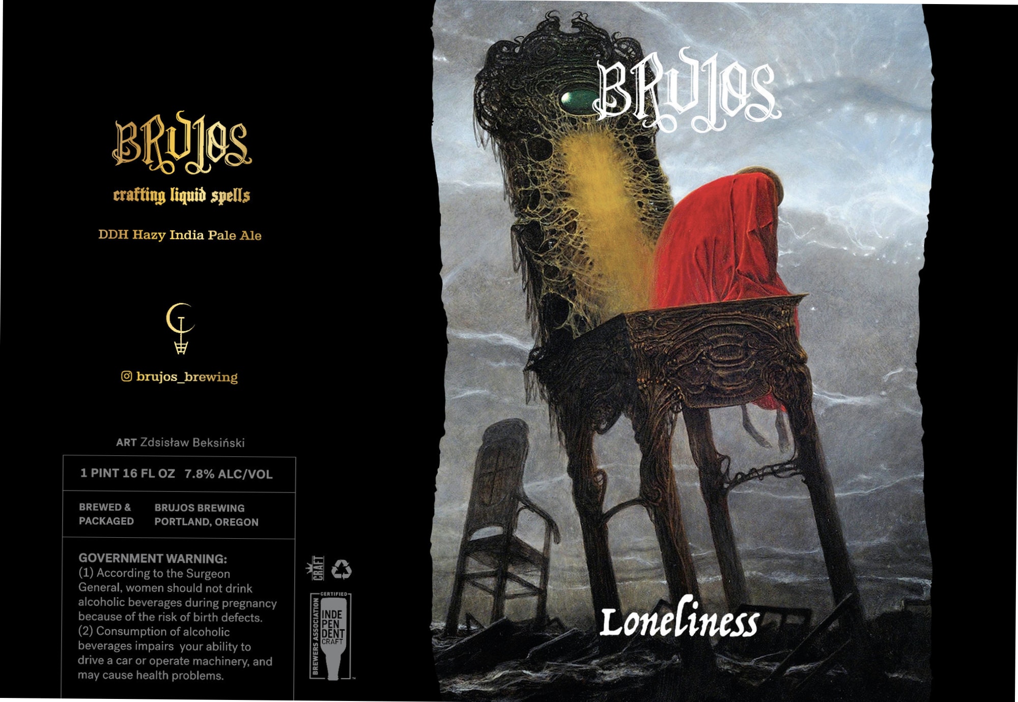 Brujos DDH Hazy India Pale Ale by Brujos Brewing - beer label