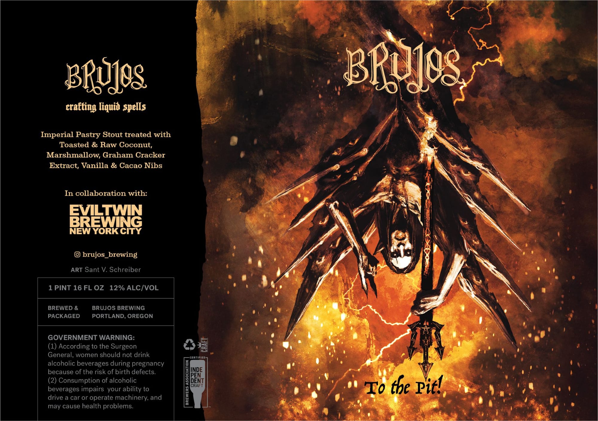 Brujos Imperial Pastry Stout by Brujos Brewing - beer label