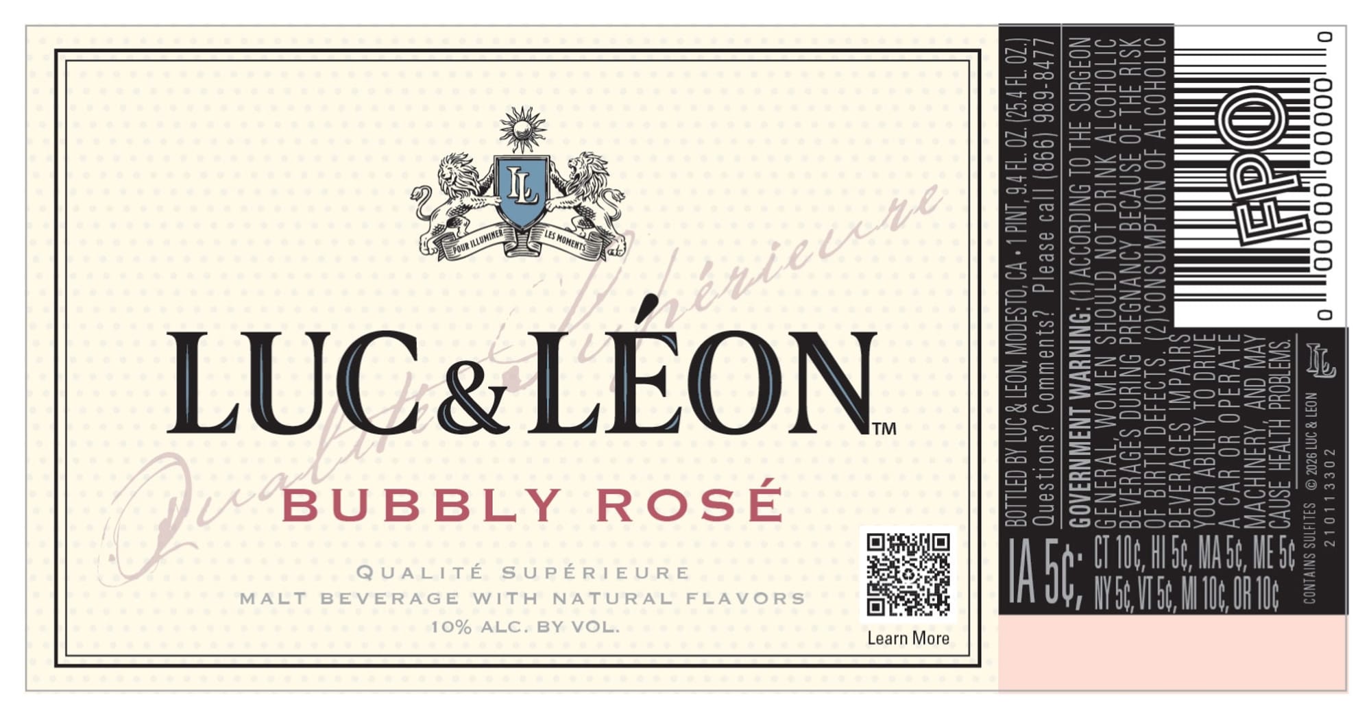 Bubbly Rosé by Luc et Léon - beer label