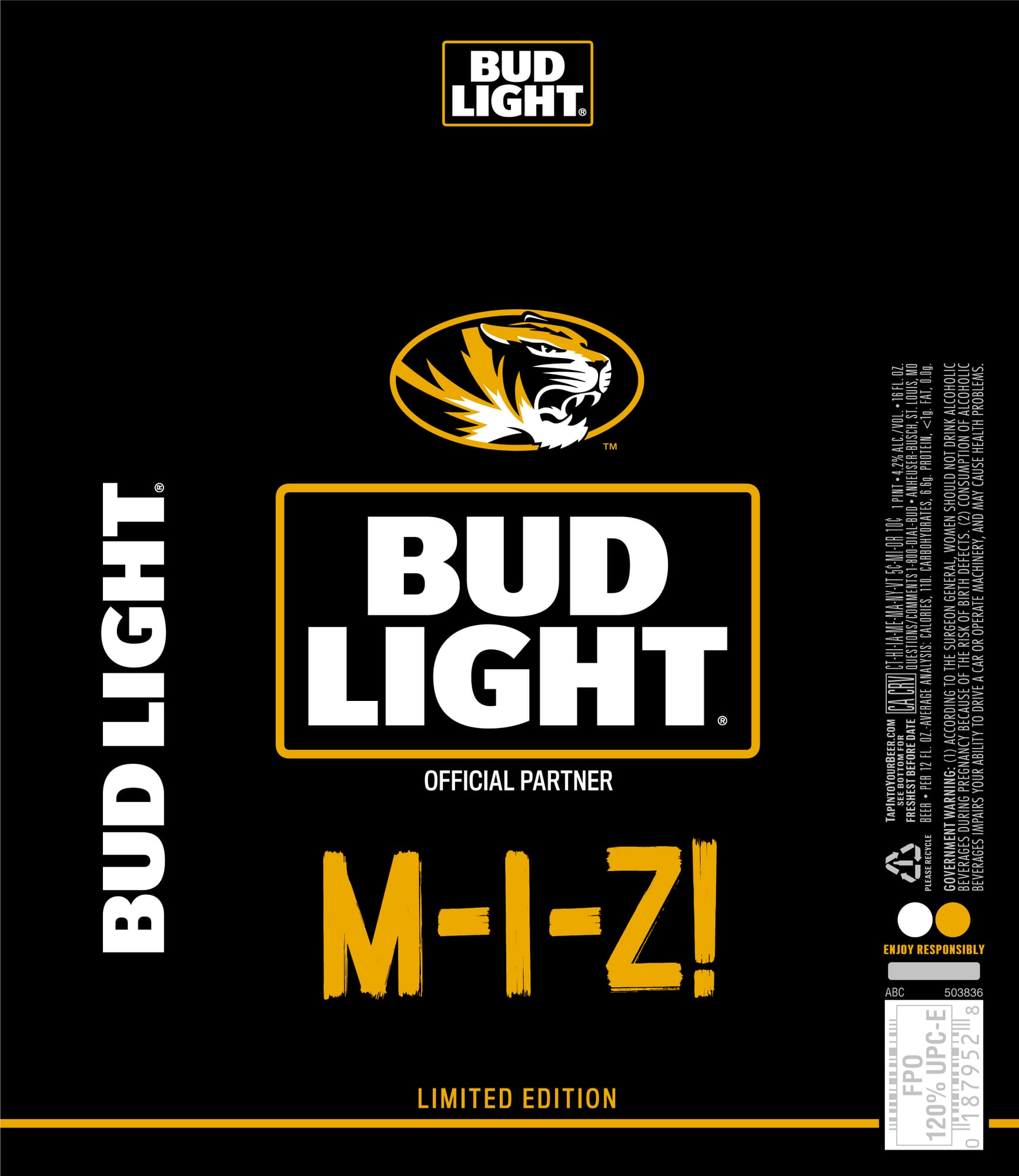 Bud Light M-I-Z! by Anheuser-Busch - beer label