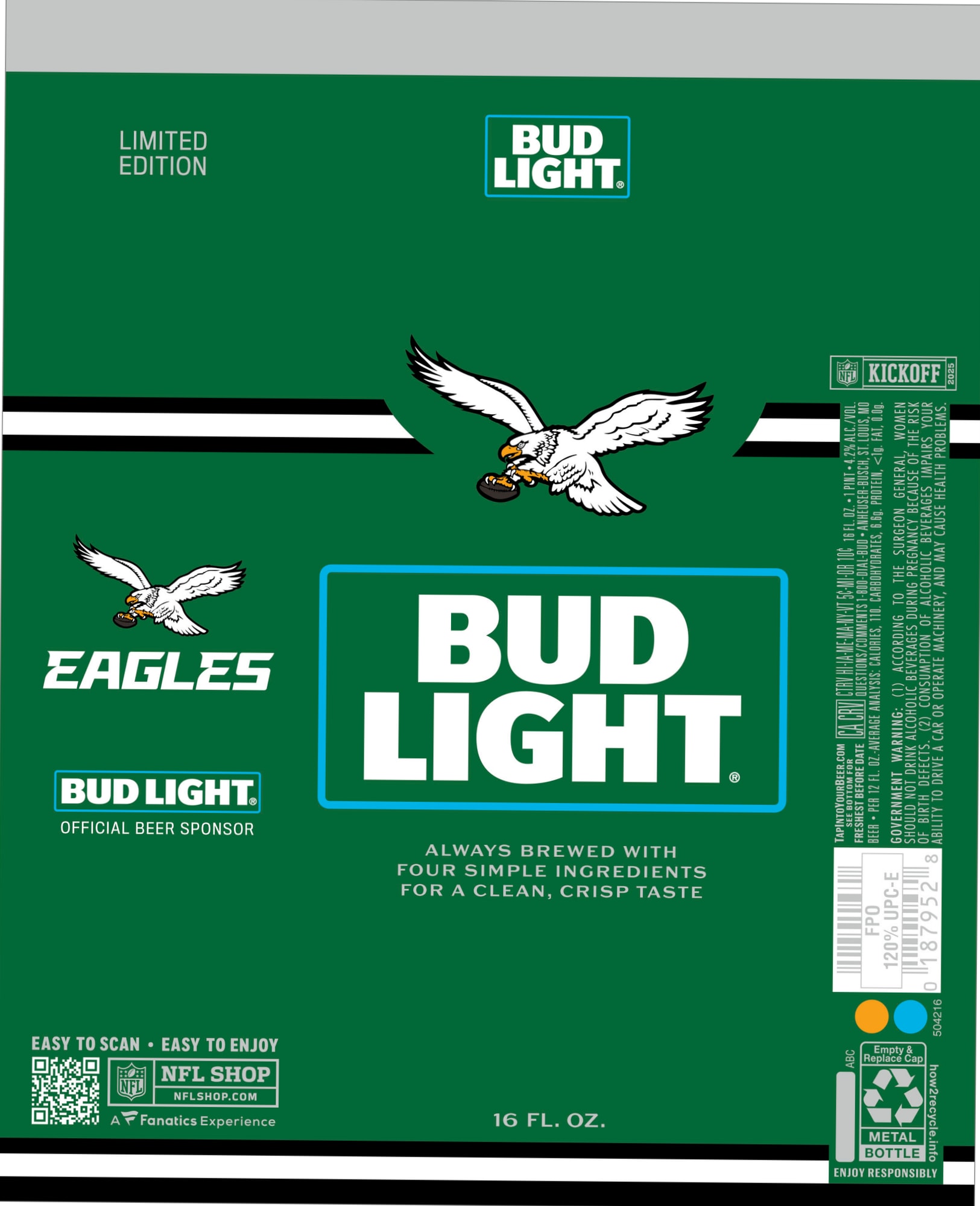 Bud Light Eagles Edition by Anheuser-Busch - beer label