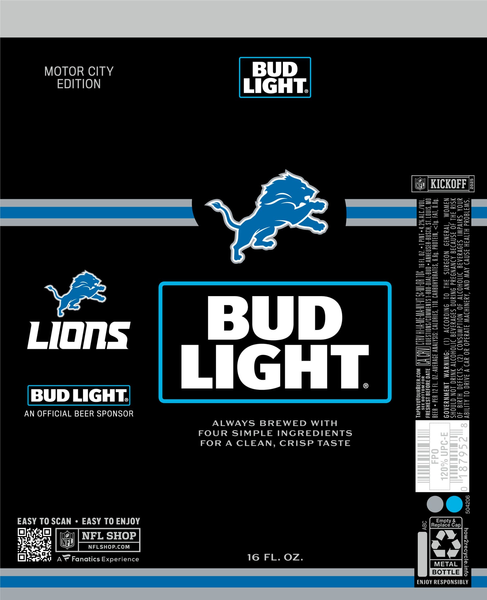 Bud Light Motor City Edition by Anheuser-Busch - beer label