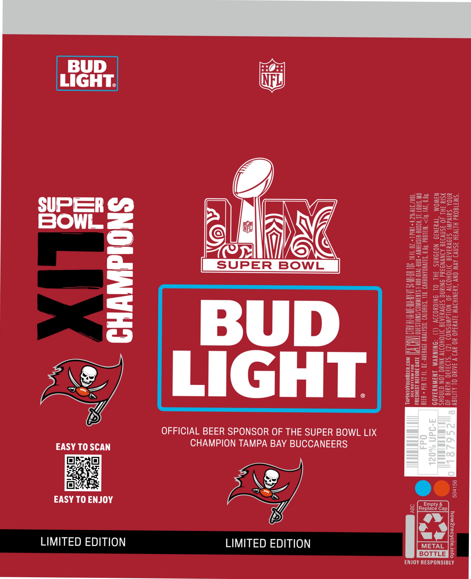 Bud Light (Super Bowl LVI Champions Limited Edition) by Anheuser-Busch - beer label