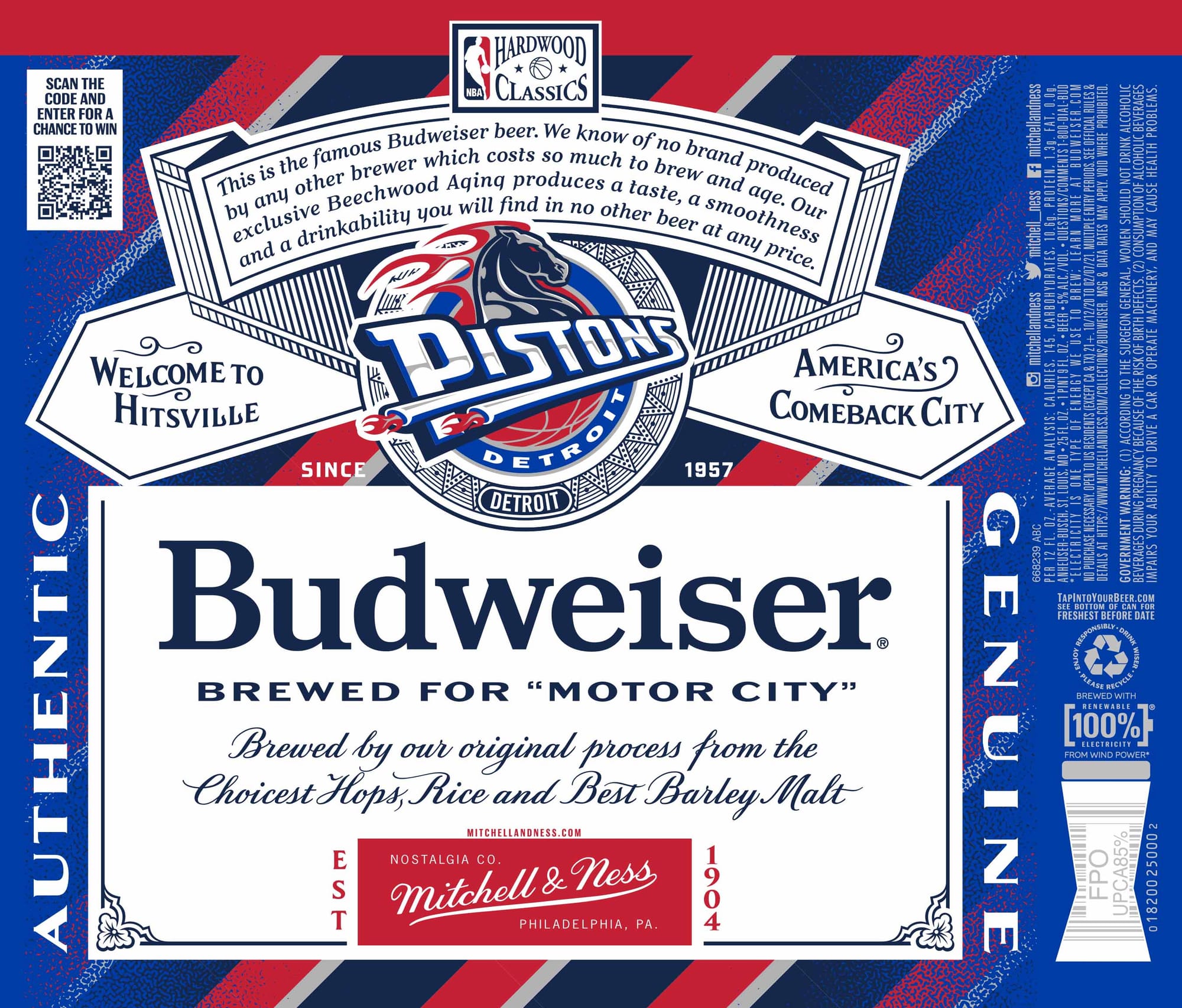 Budweiser (Detroit Pistons Edition) by Anheuser-Busch - beer label