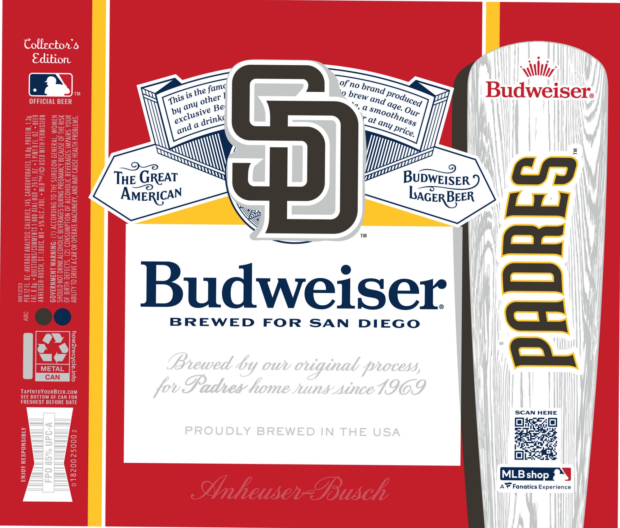 Budweiser Padres Collector's Edition by Anheuser-Busch - beer label