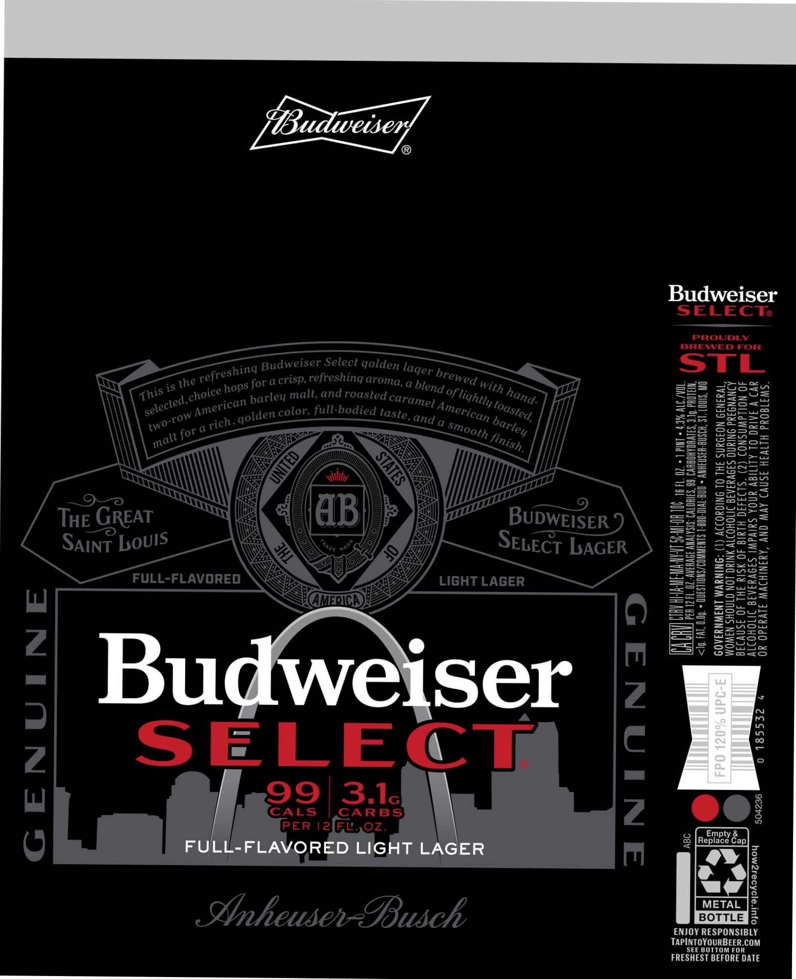 Budweiser Select by Anheuser-Busch - beer label