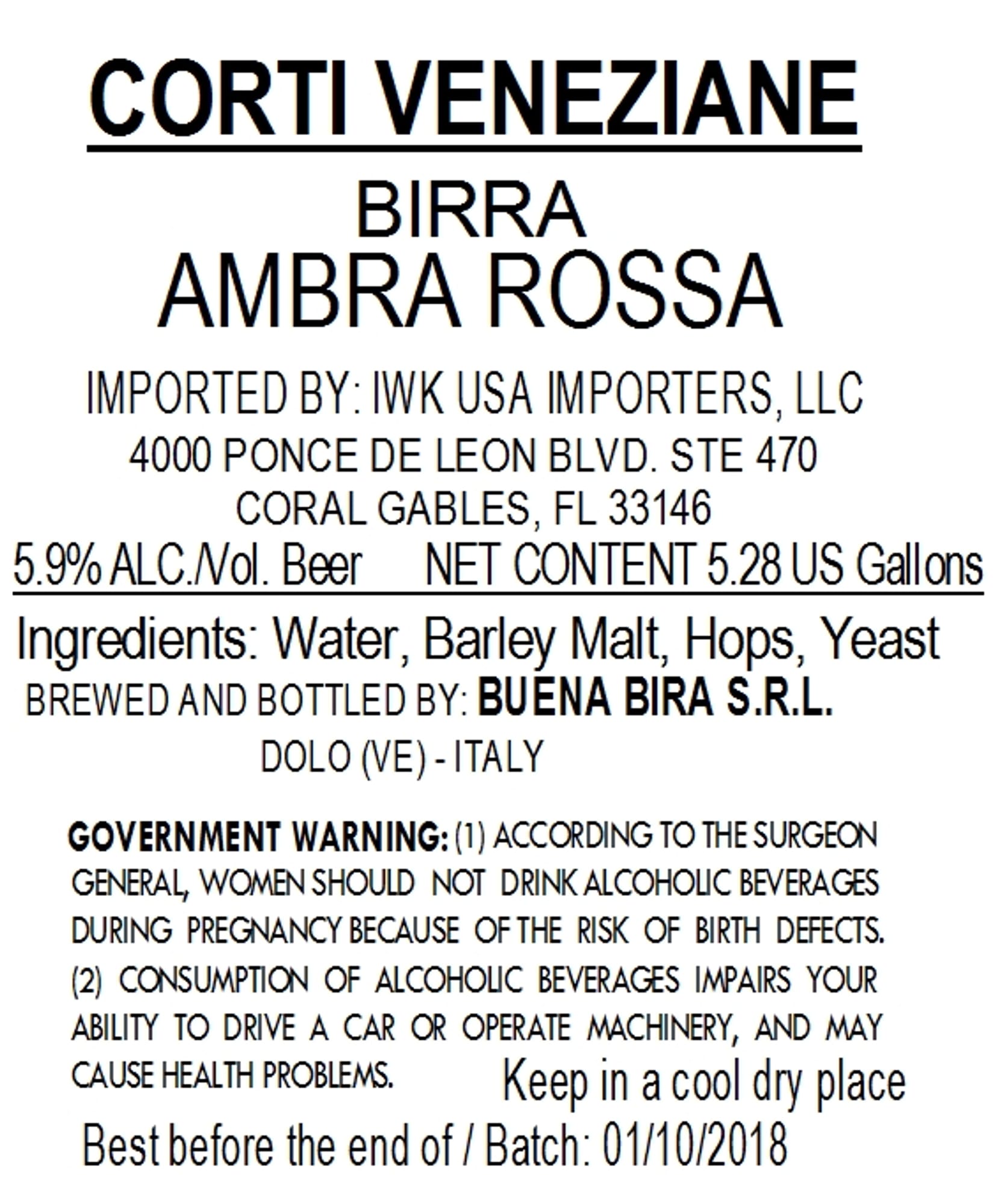 Corti Veneziane Ambra Rossa by Buena Birra S.R.L. - beer label