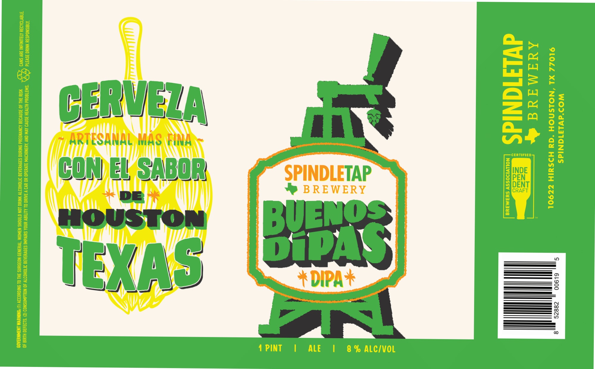 Buenos Días DIPA by Spindletap Brewery - beer label