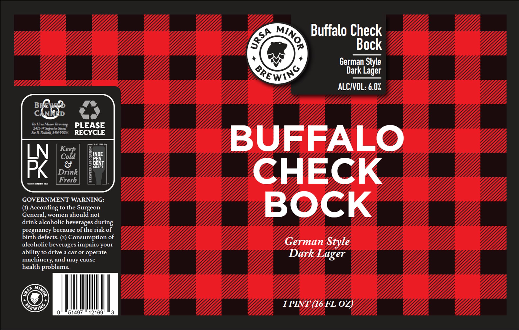 Buffalo Check Bock by Ursa Minor Brewing - beer label