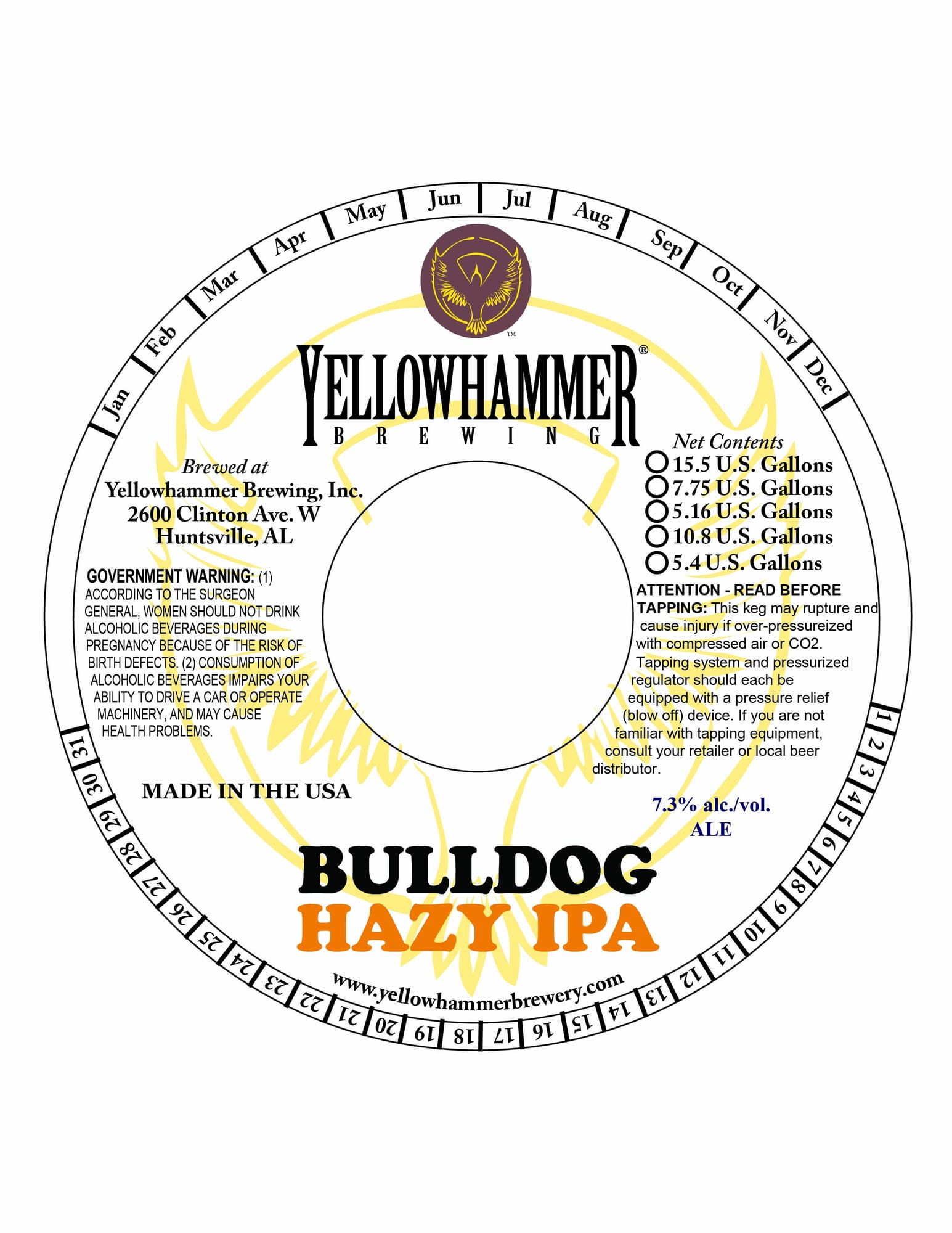Bulldog Hazel IPA by Yellowhammer Brewing - beer label