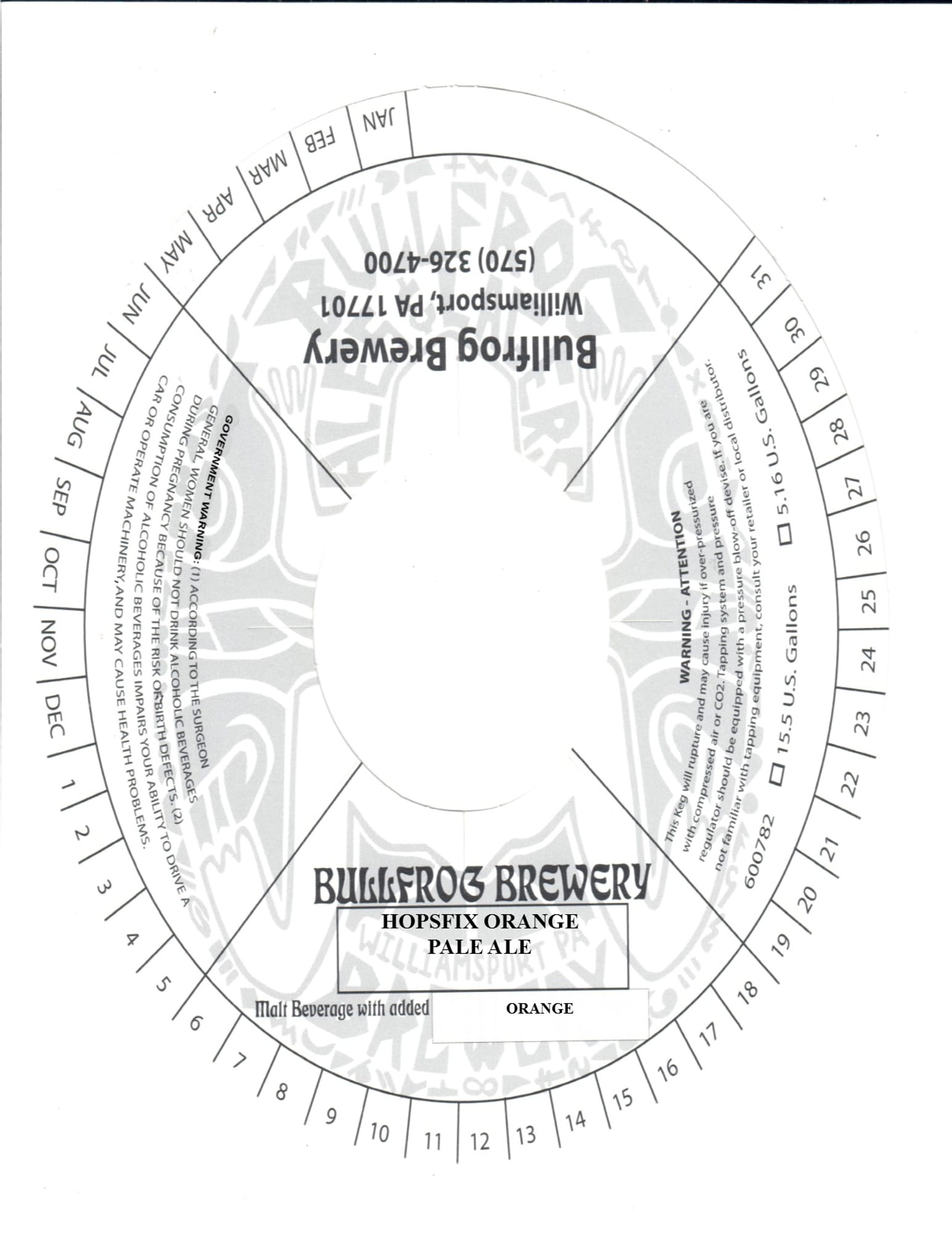 HopSfix Orange by Bullfrog Brewery - beer label