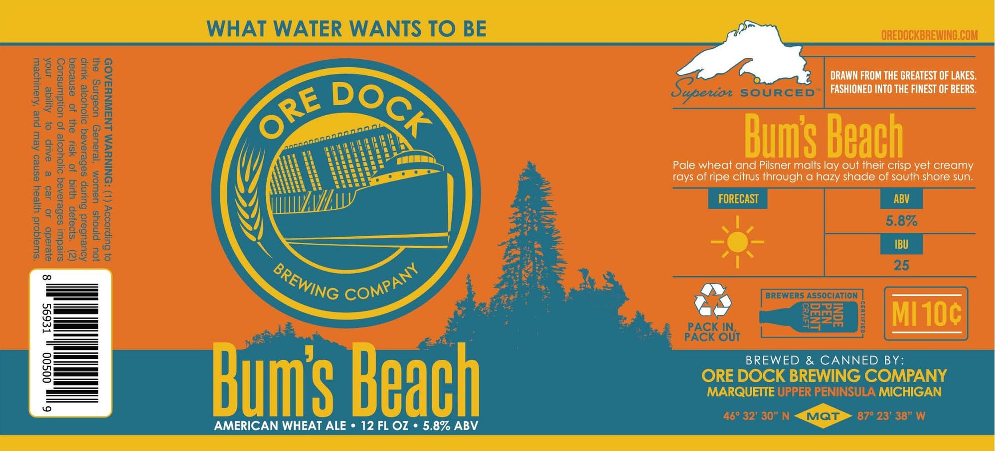 Bum’s Beach by Ore Dock Brewing Company - beer label