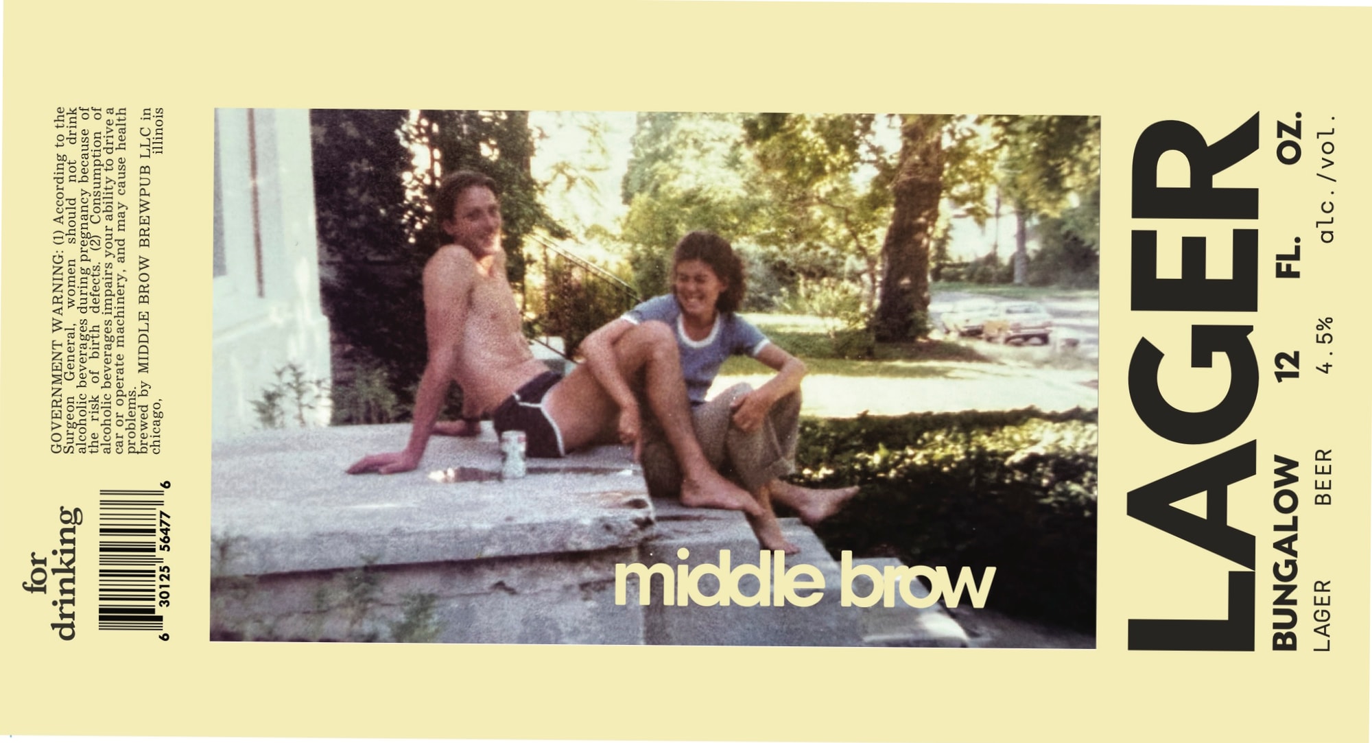 Bungalow Lager by Middle Brow Brewpub - beer label
