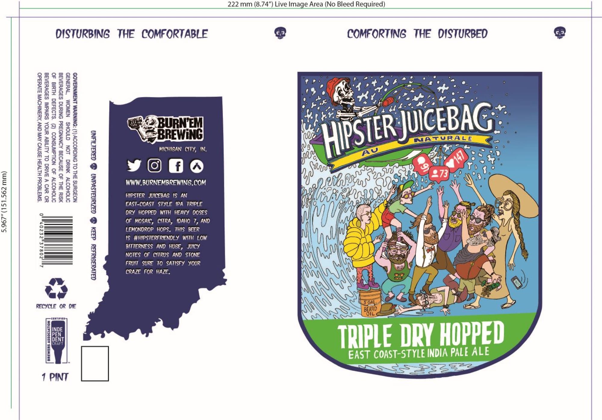 Hipster Juicebag by Burn’em Brewing - beer label