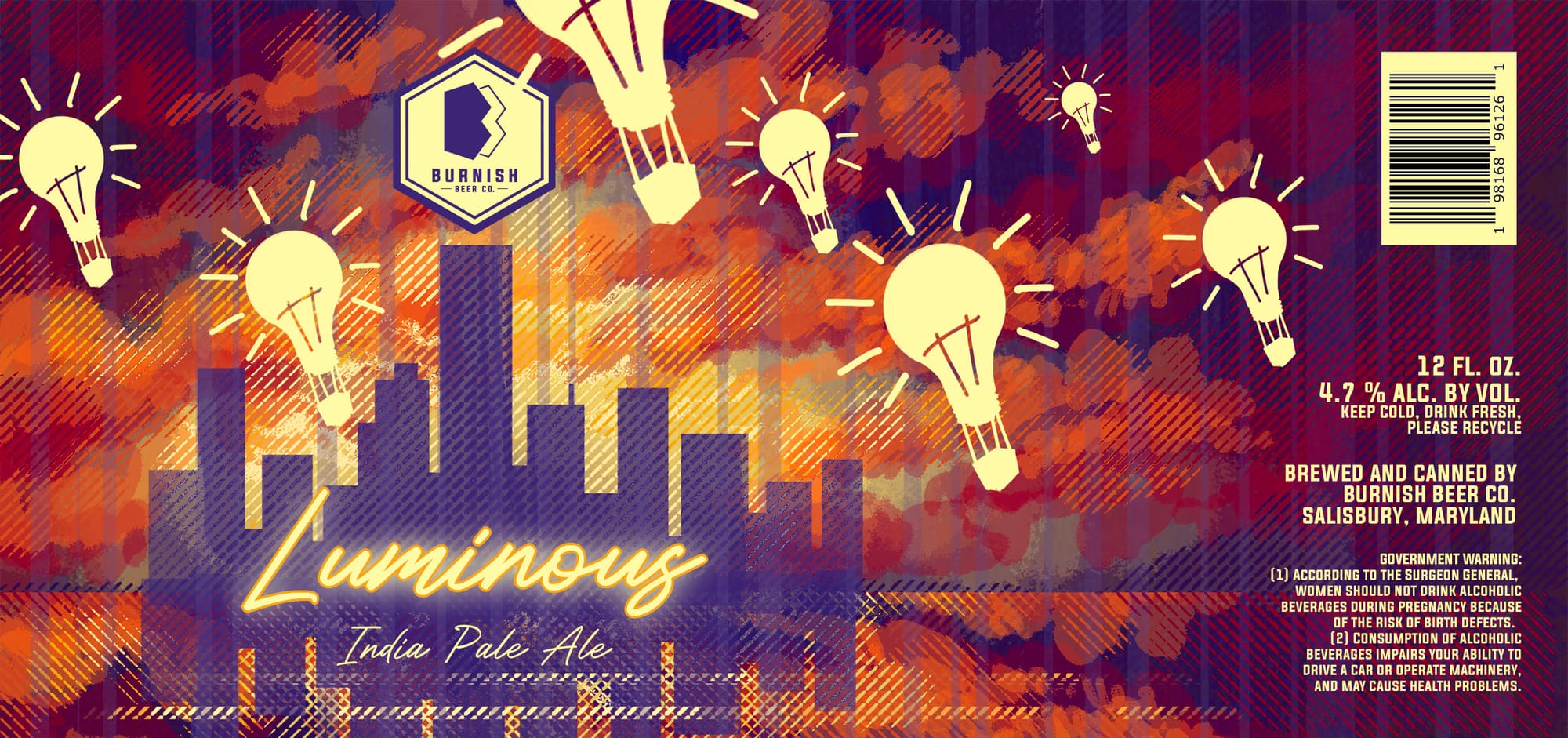 Luminous India Pale Ale by Burnish Beer Co. - beer label