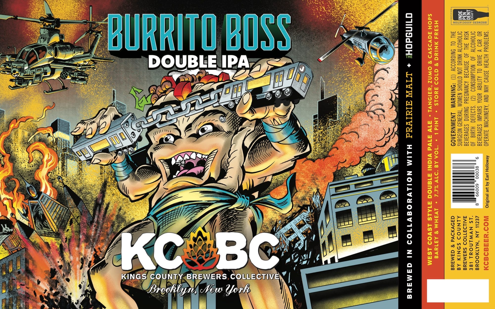 Burrito Boss Double IPA by Kings County Brewers Collective - beer label