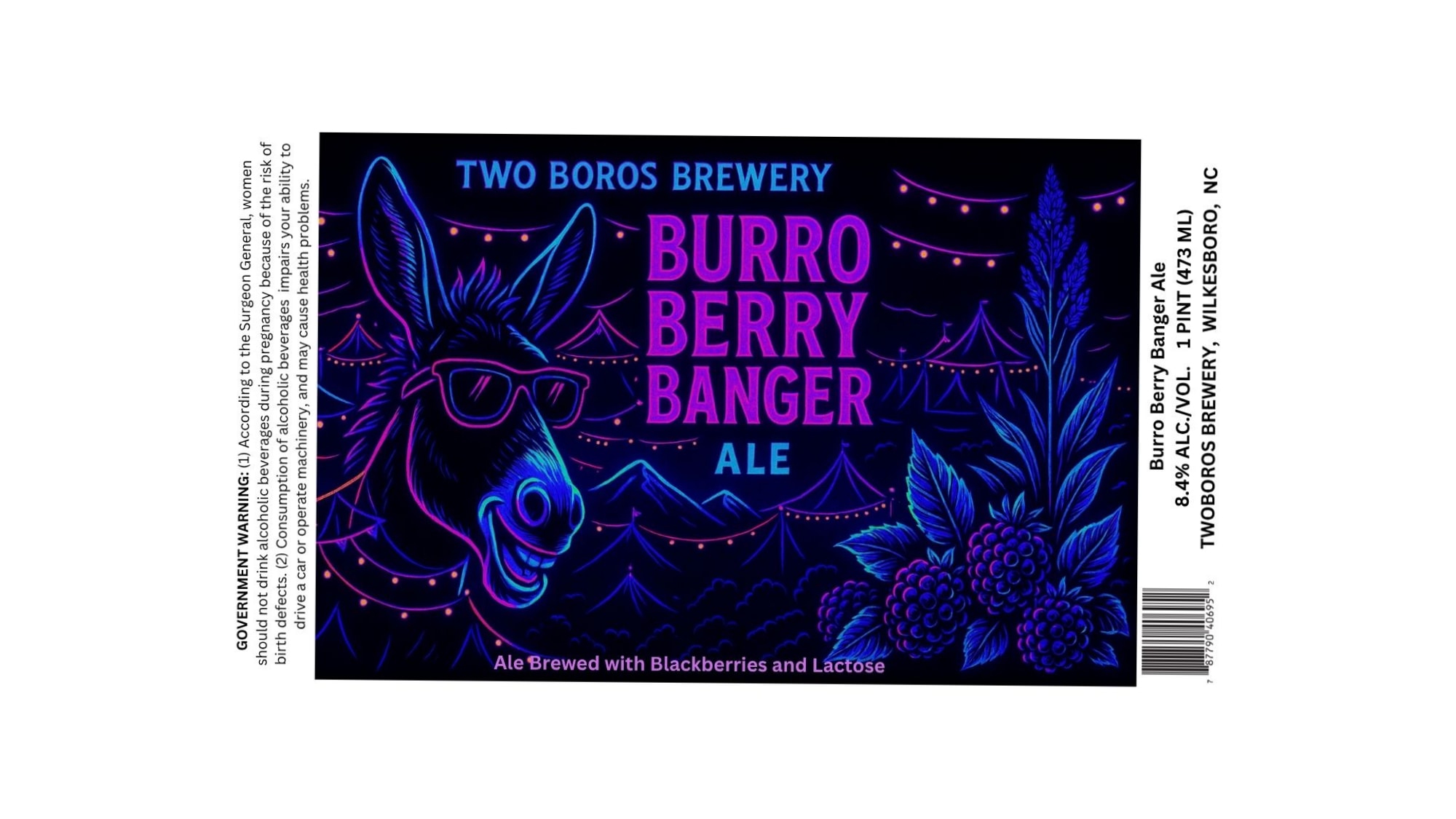 Burro Berry Banger Ale by Two Boros Brewery - beer label