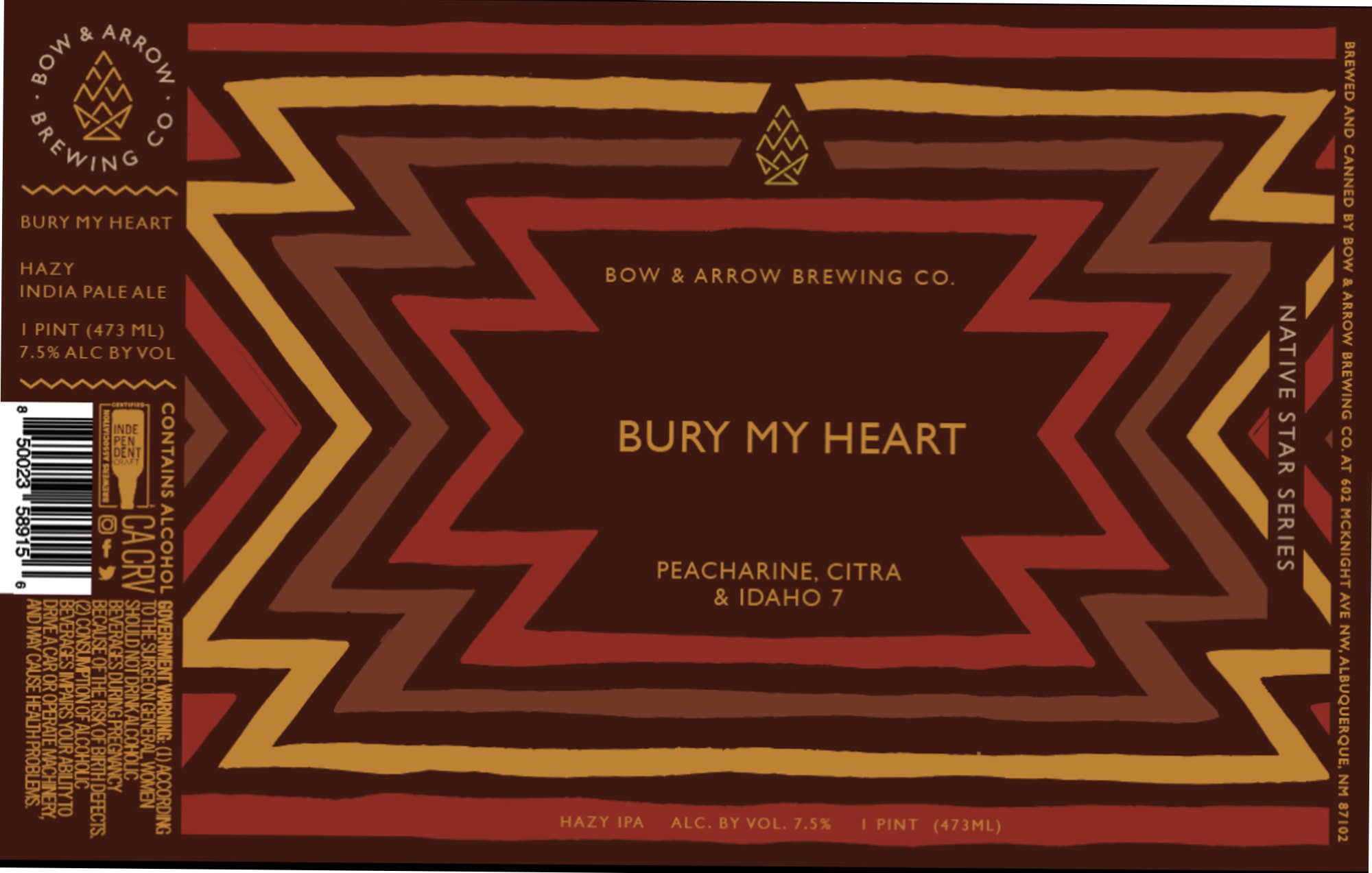 Bury My Heart by Bow & Arrow Brewing Co. - beer label