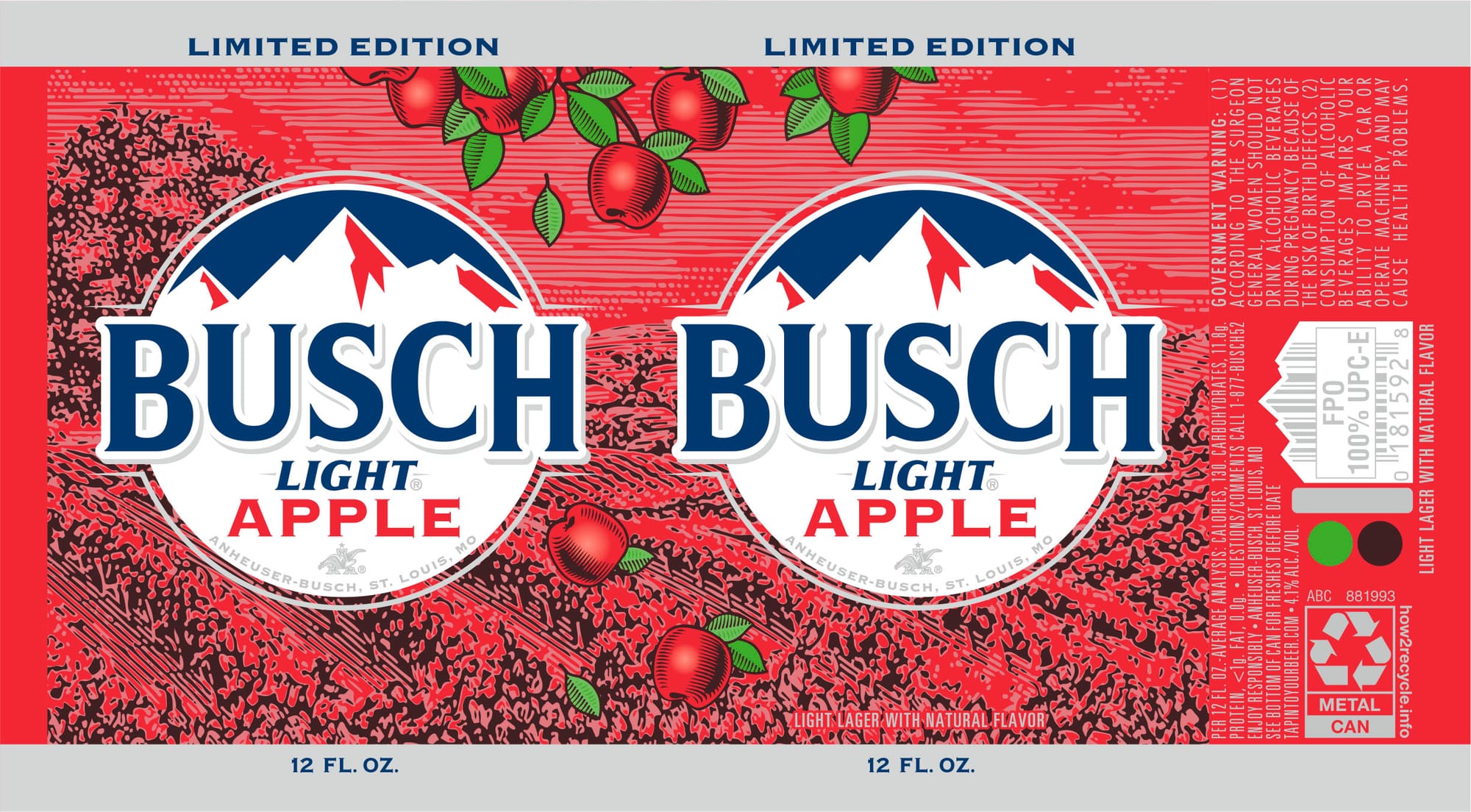 Busch Light Apple by Anheuser-Busch - beer label