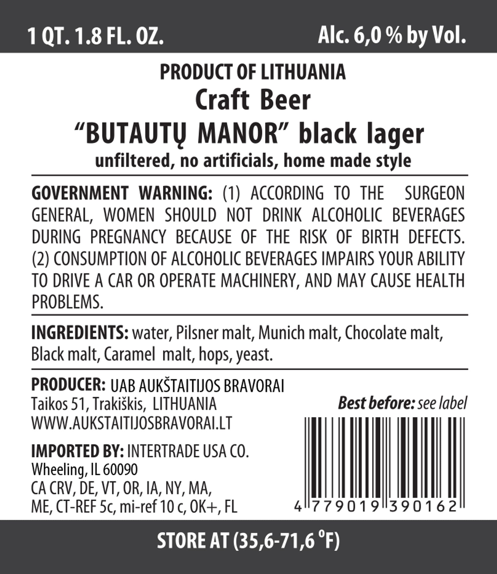 Butautų Manor by UAB Aukštaitijos Bravorai - beer label
