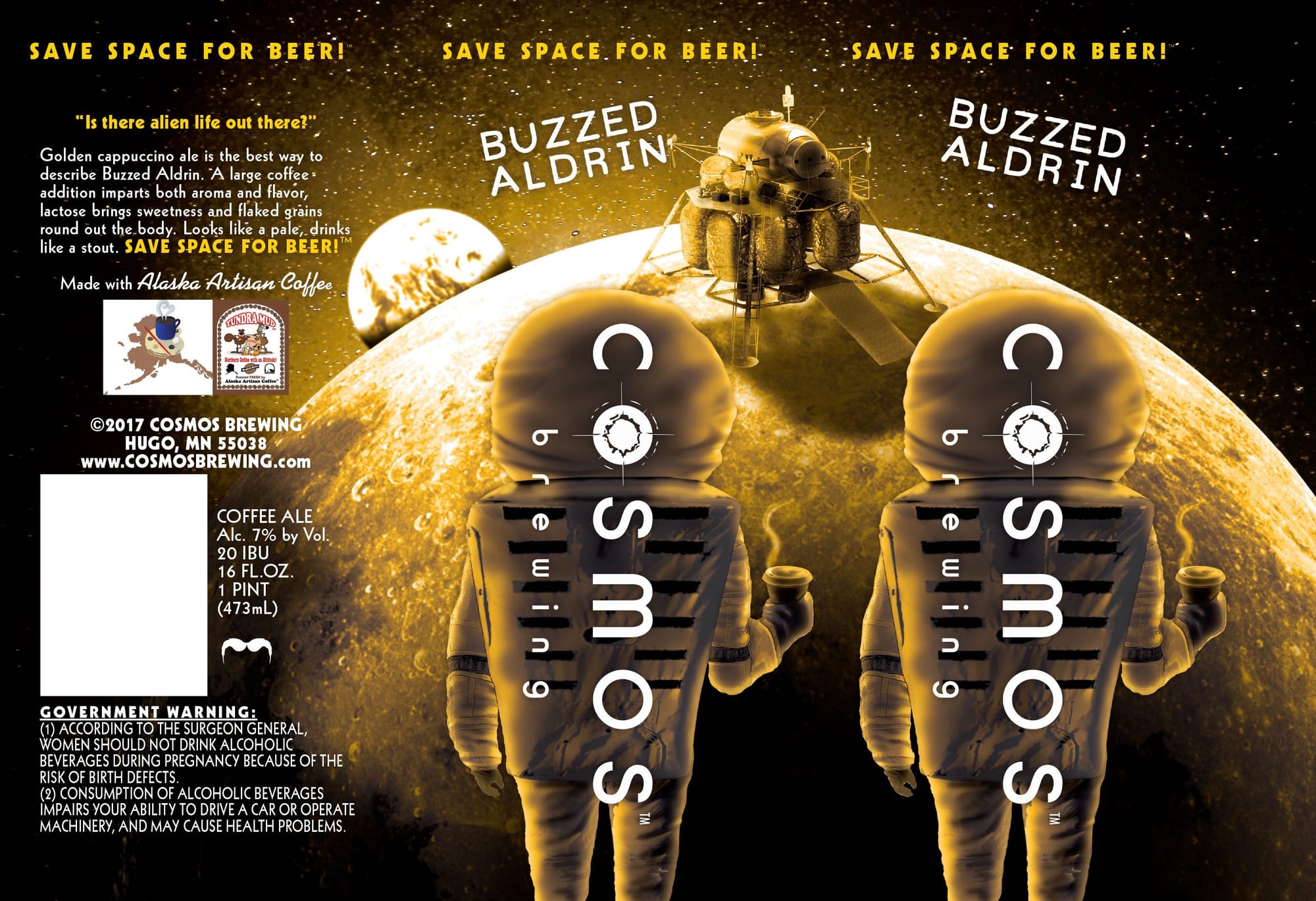 Buzzed Aldrin by Cosmos Brewing - beer label