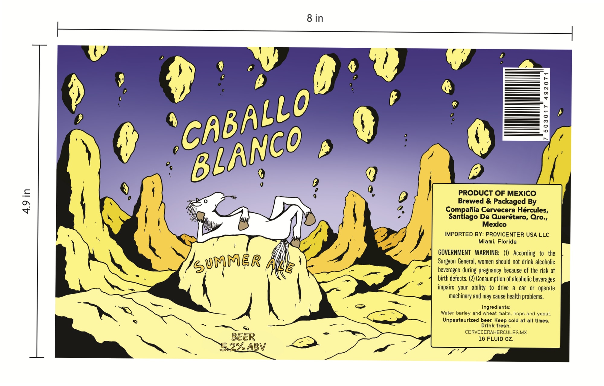 Caballo Blanco Summer Ale by Cervecería Hercules - beer label