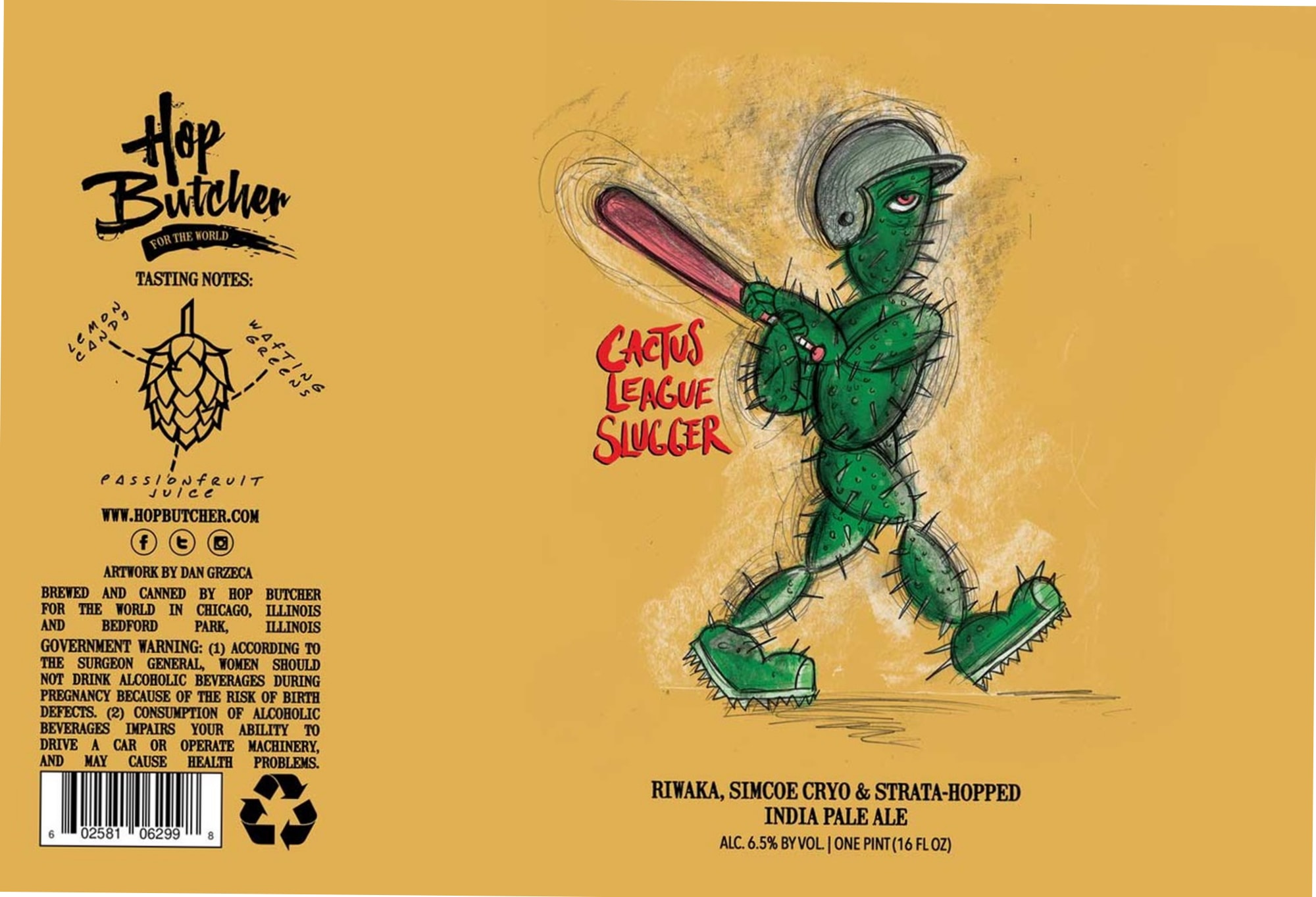 Cactus League Slugger by Hop Butcher For The World - beer label