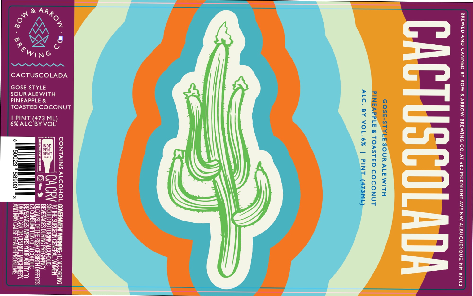 Cactuscolada by Bow & Arrow Brewing Co. - beer label
