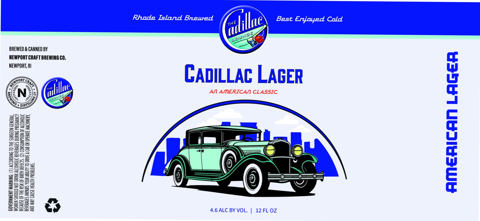 Cadillac Lager by Newport Craft Brewing - beer label