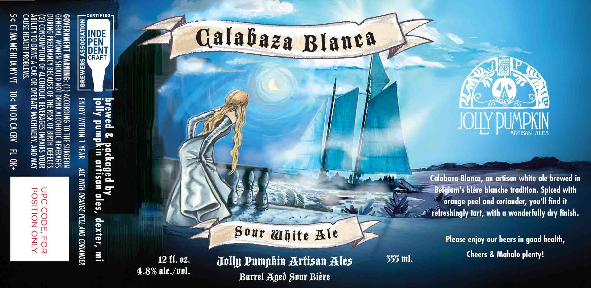 Calabaza Blanca by Jolly Pumpkin Artisan Ales - beer label