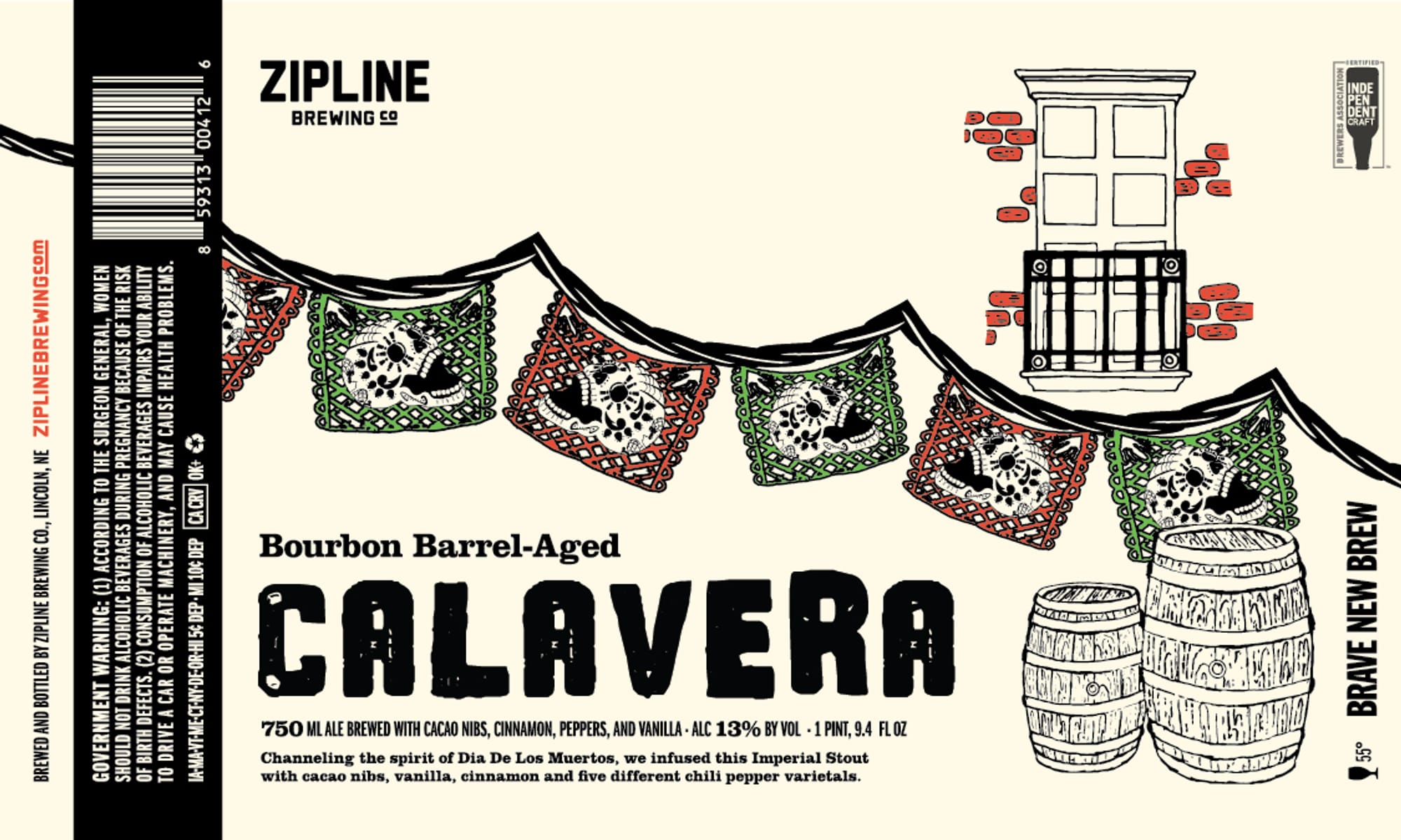 Calavera Bourbon Barrel-Aged by Zipline Brewing Co. - beer label