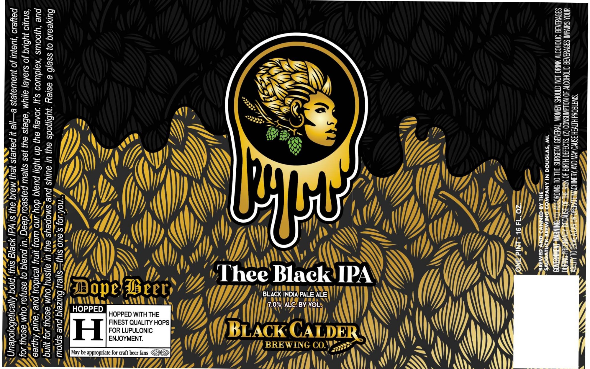 Thee Black IPA by Calder Brewing Co. - beer label