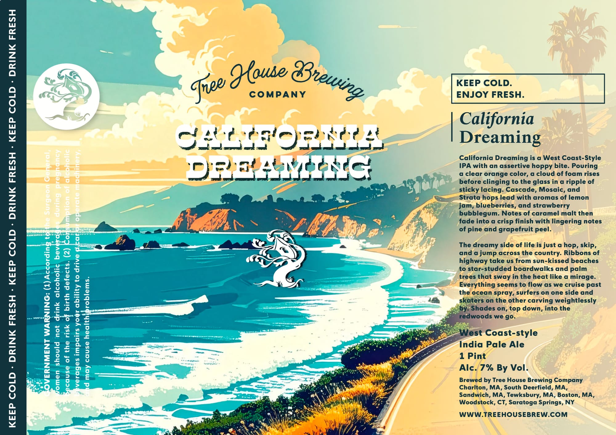 California Dreaming by Tree House Brewing Company - beer label