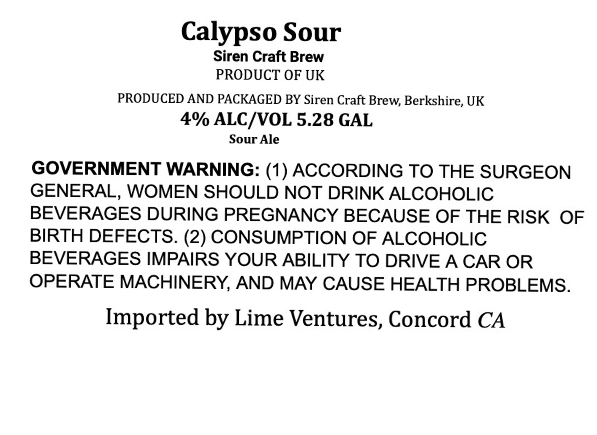 Calypso Sour by Siren Craft Brew - beer label