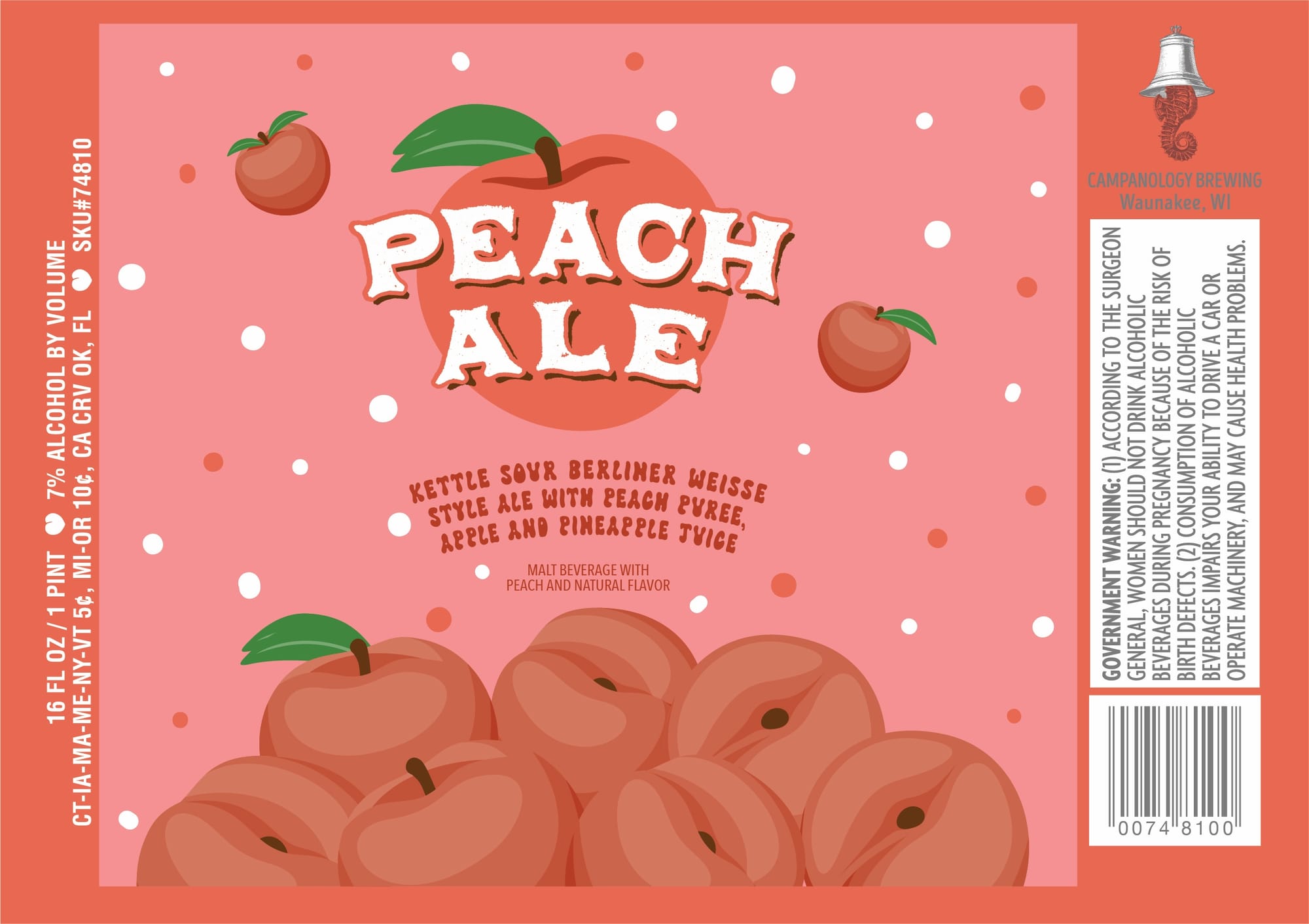 Peach Ale by Campanology Brewing - beer label