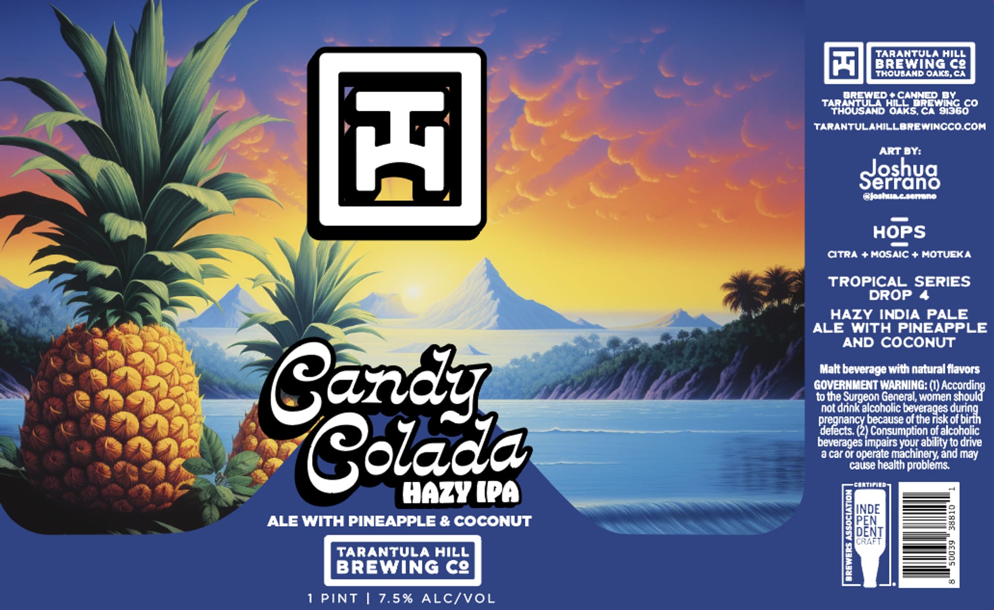 Candy Colada Hazy IPA by Tarantula Hill Brewing Co. - beer label