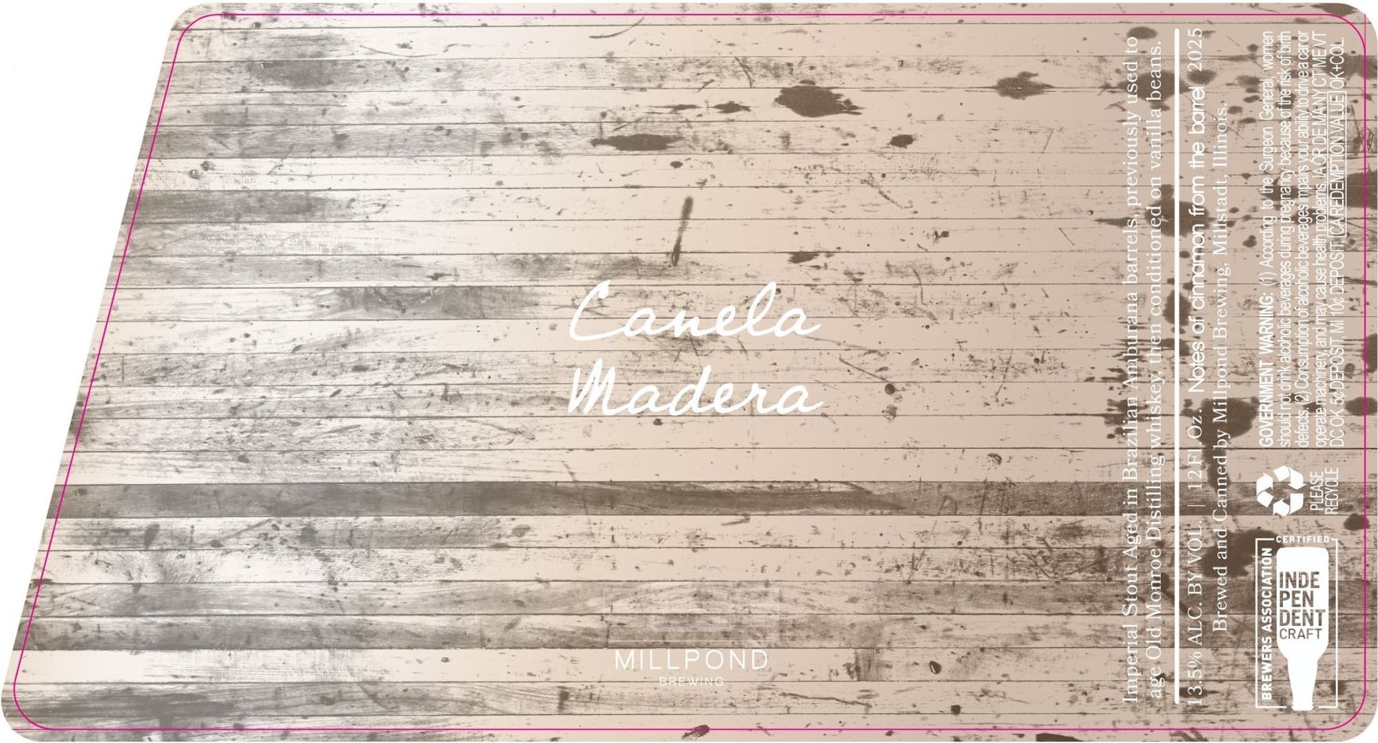 Canela Madera by Millpond Brewing - beer label