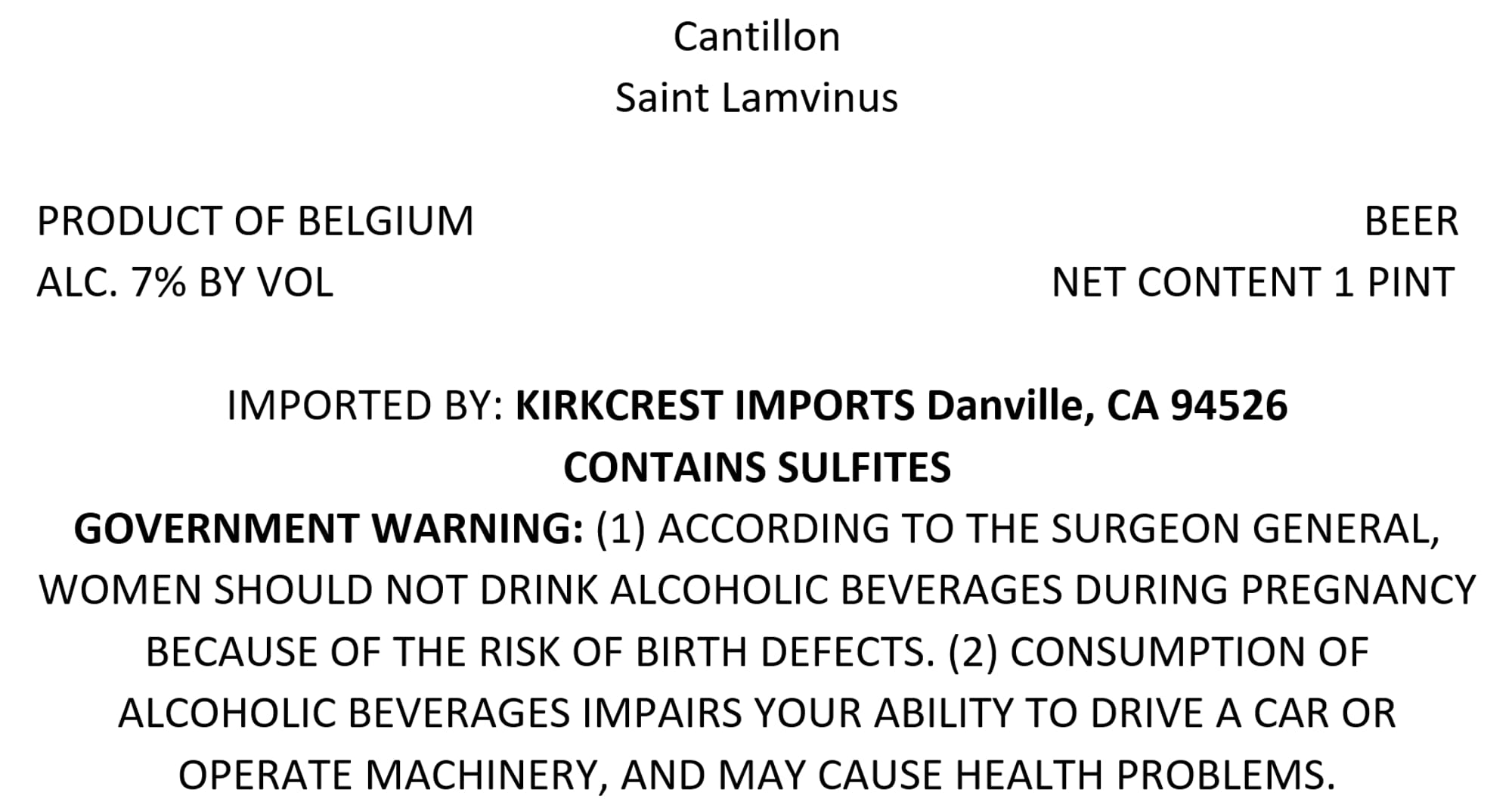 Saint Lamvinus by Cantillon - beer label