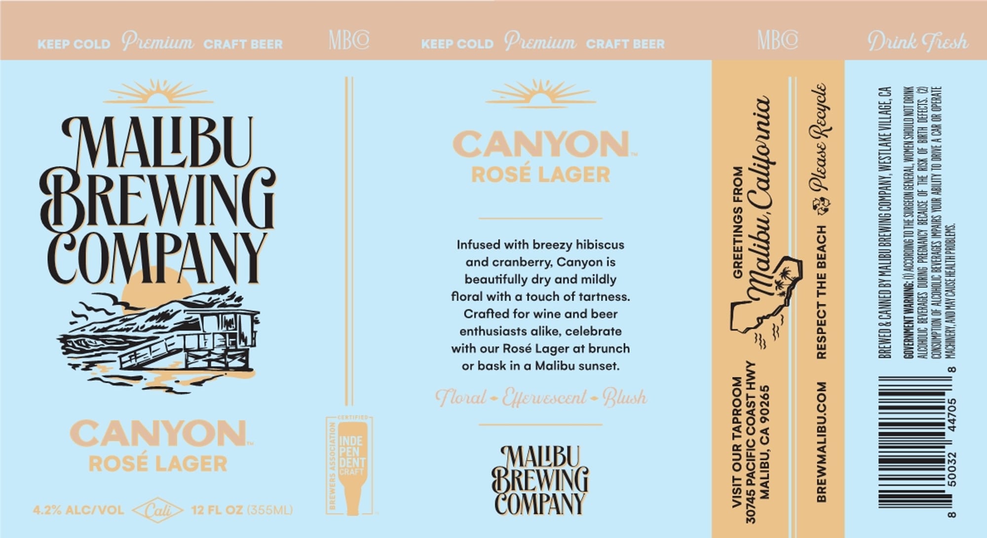 Canyon Rosé Lager by Malibu Brewing Company - beer label