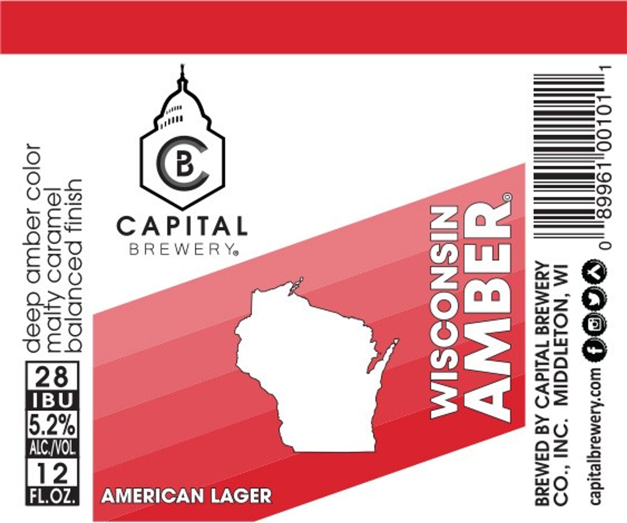 Wisconsin Amber by Capital Brewery - beer label