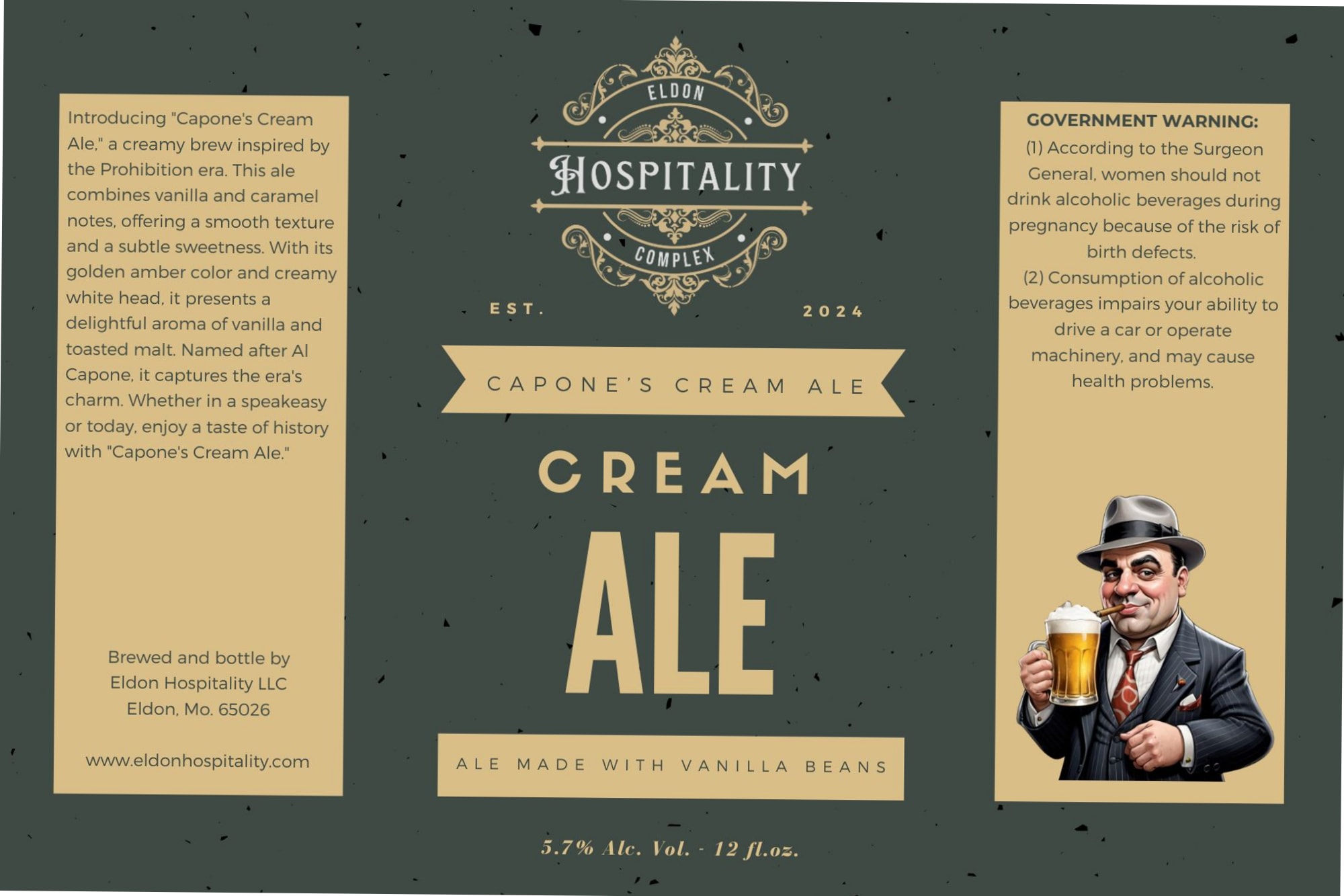 Capone’s Cream Ale by Eldon Hospitality - beer label