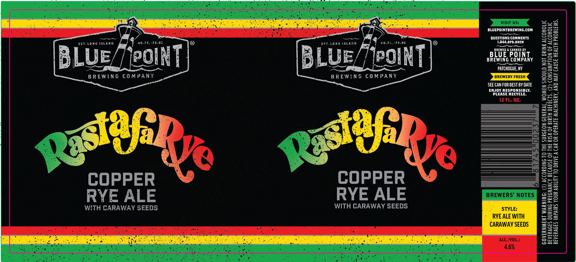 Rastaf Rye Copper Rye Ale by Blue Point Brewing Company - beer label
