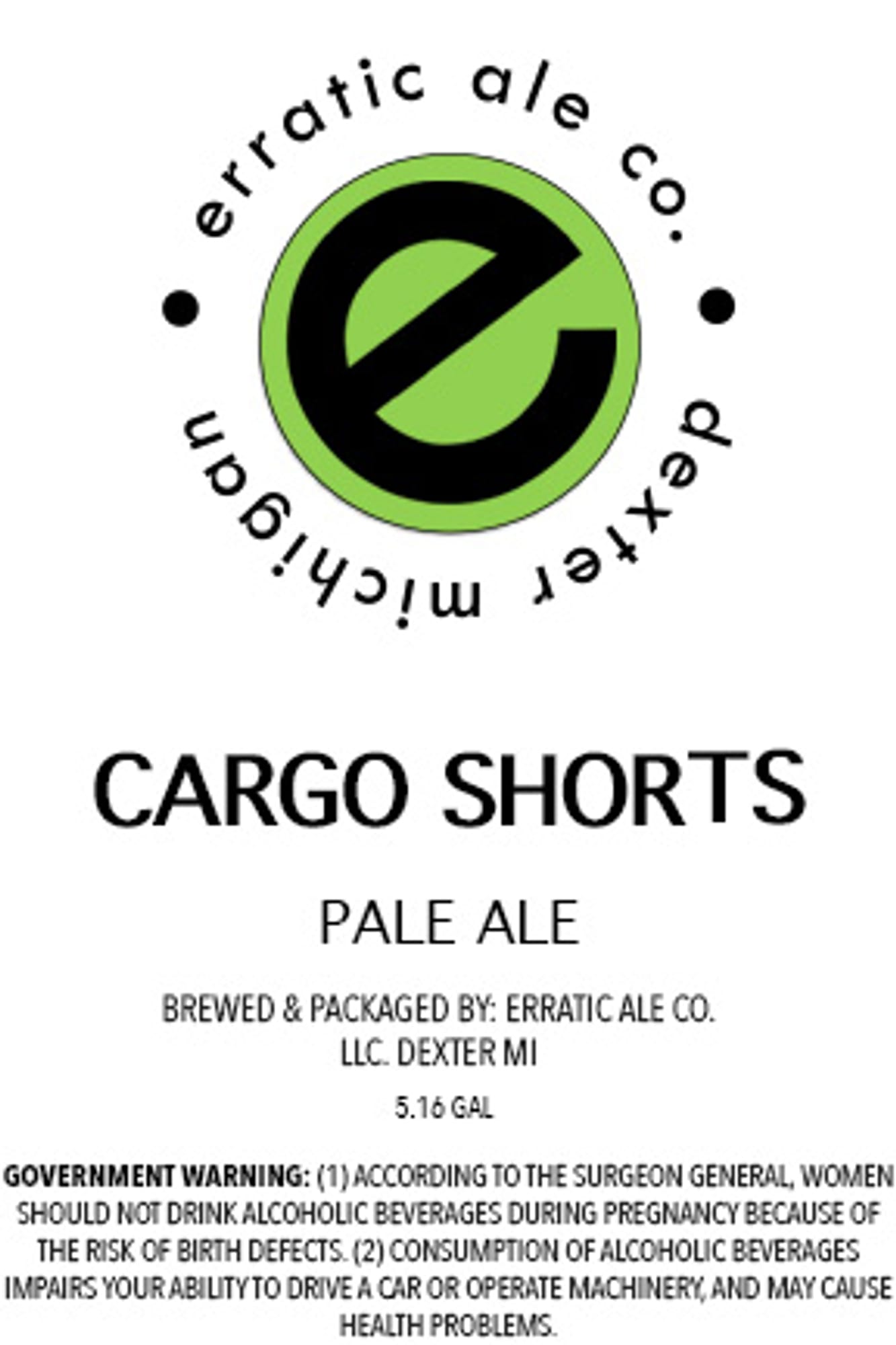Cargo Shorts by Erratic Ale Co. - beer label