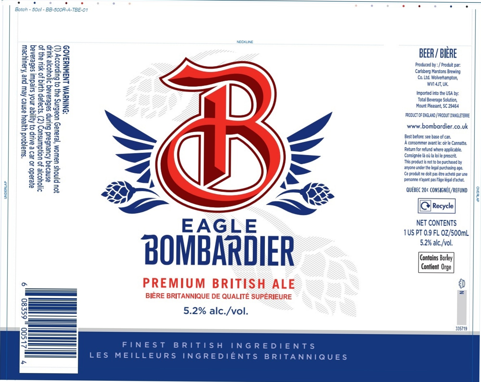 Eagle Bombardier by Carlsberg Marstons Brewing Co. - beer label