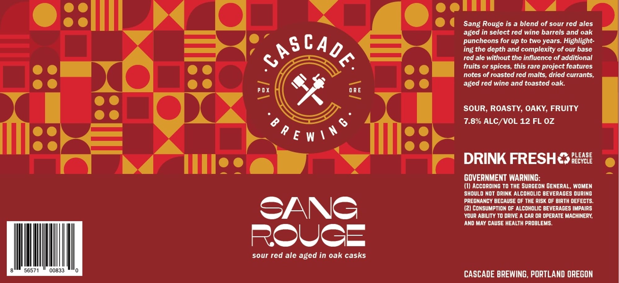 Sang Rouge by Cascade Brewing - beer label