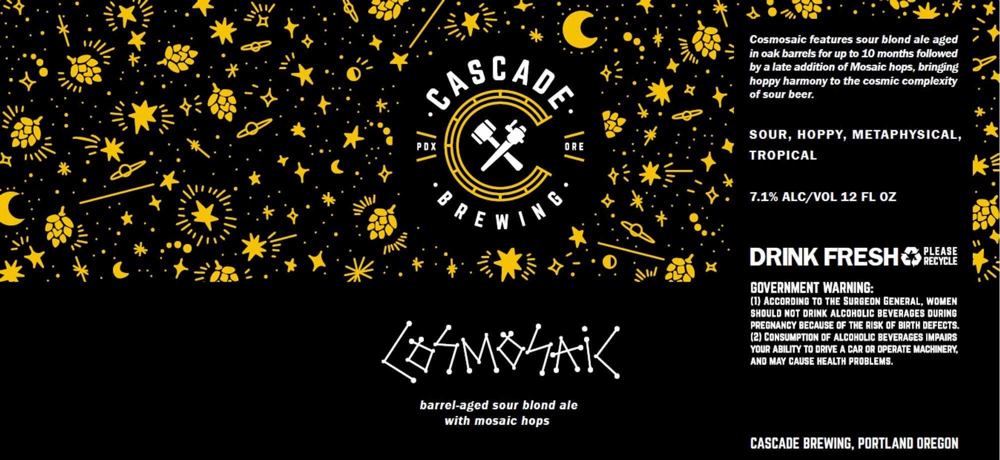Cosmosaic by Cascade Brewing - beer label