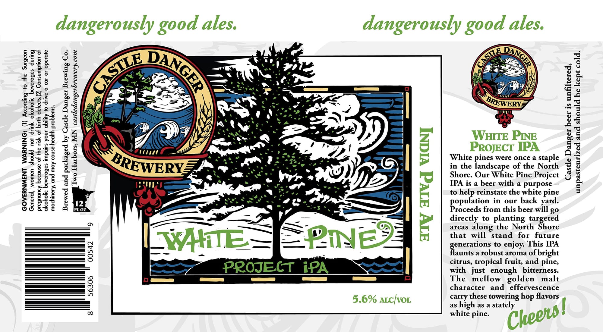 White Pine Project IPA by Castle Danger Brewery - beer label