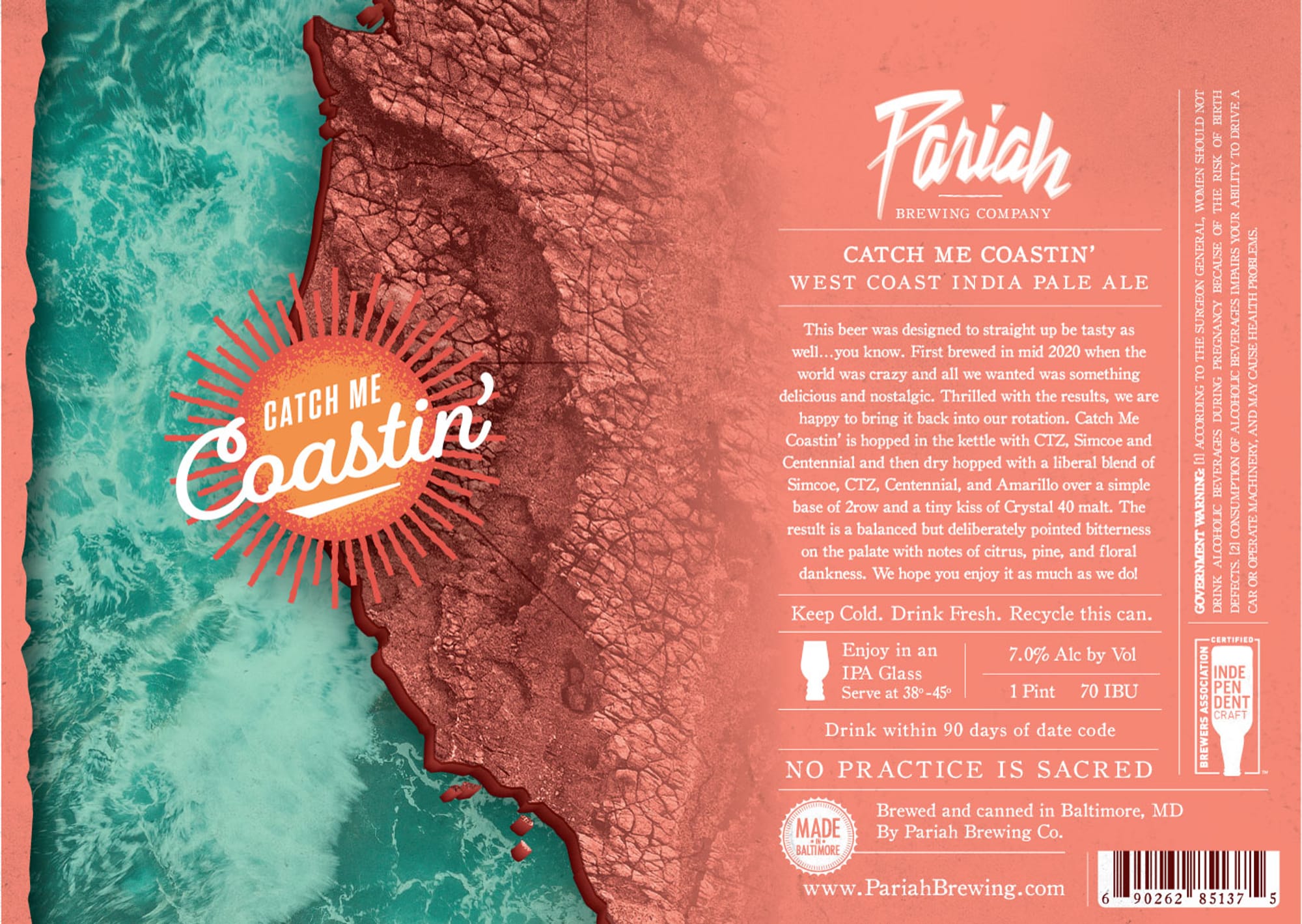 Catch Me Coastin’ by Parish Brewing Company - beer label